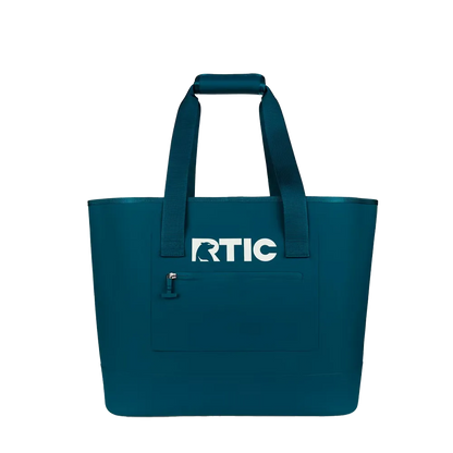 Front customization side of the RTIC Ultra Tough Tote Large in Marine Blue 