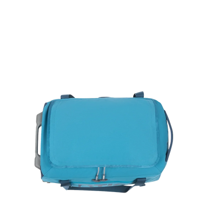 Front customization side of the RTIC Rolling Duffle Bag Medium in Lake Blue 