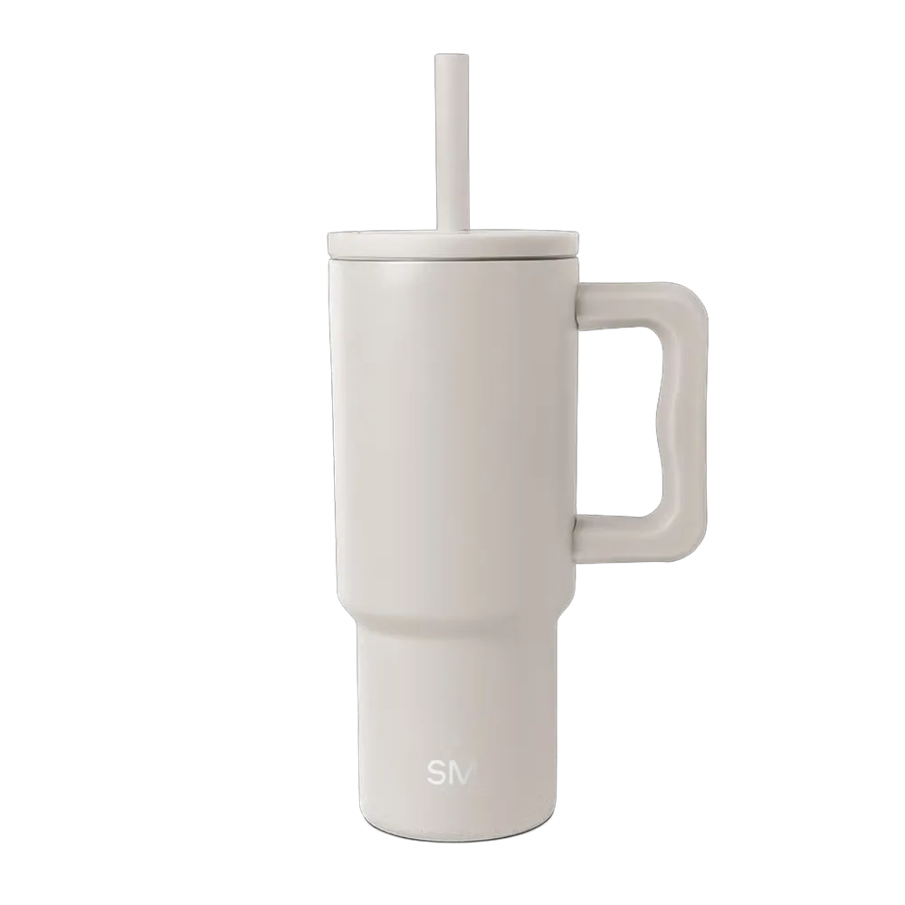 Simple Modern Trek Kids Tumbler with Silicone Straw 24 oz Almond Birch 