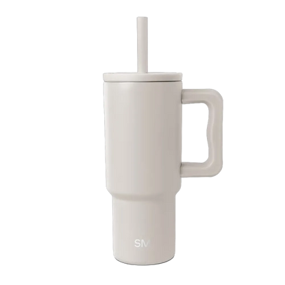 Simple Modern Trek Kids Tumbler with Silicone Straw 24 oz Almond Birch 