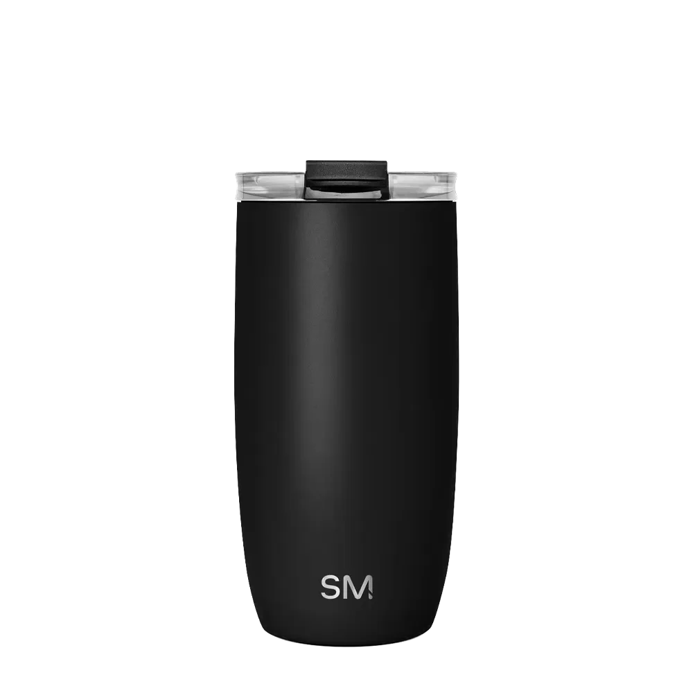 Simple Modern Voyager Tumbler with Clear Flip Lid and Straw 16 oz Midnight Black 