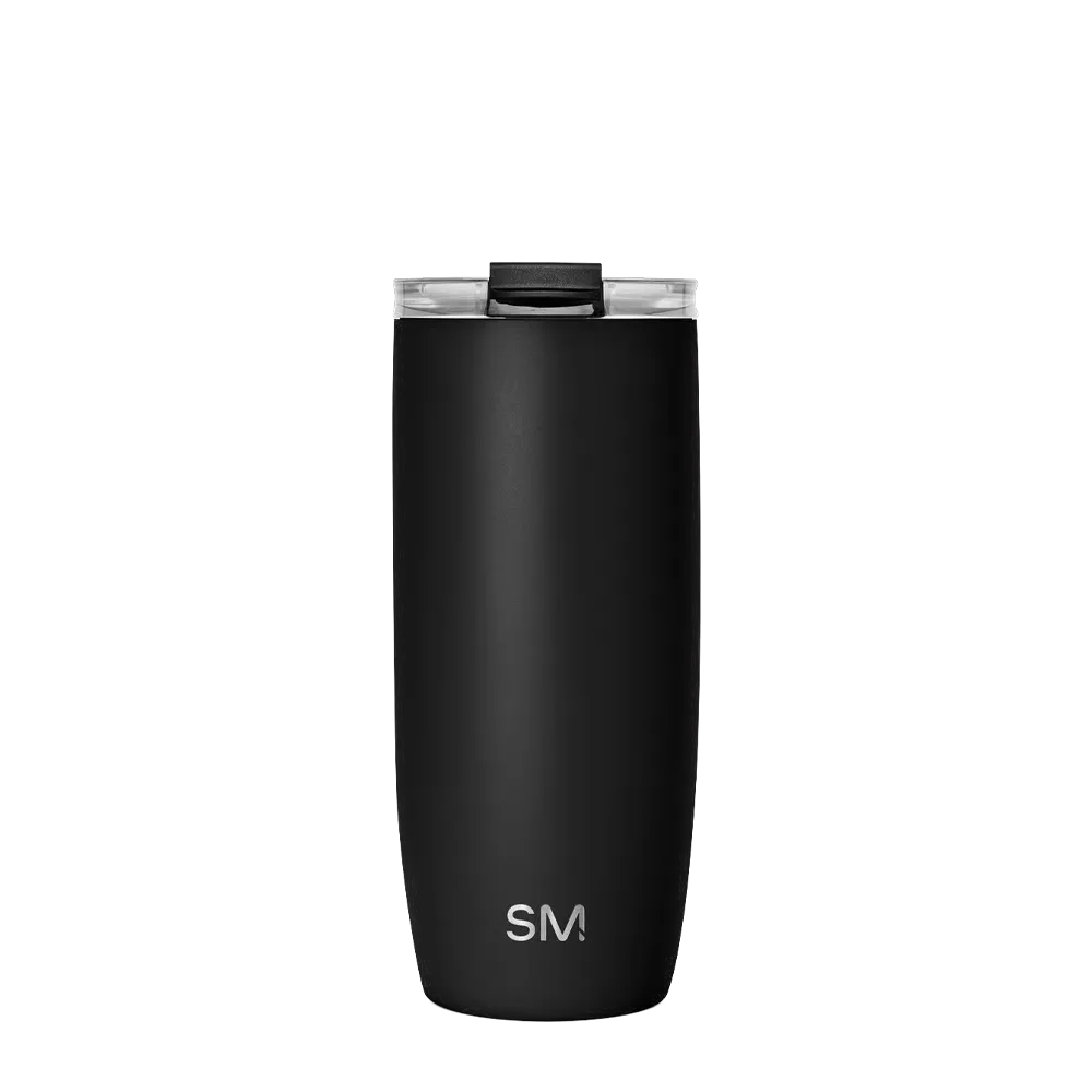 Simple Modern Voyager Tumbler with Clear Flip Lid and Straw 20 oz Midnight Black 