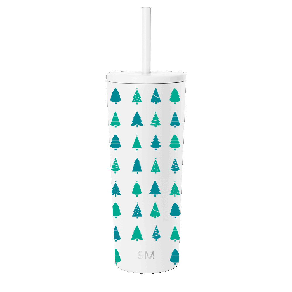 Simple Modern 24 oz Classic Tumbler decorated with Winter Evergreen Trees design 