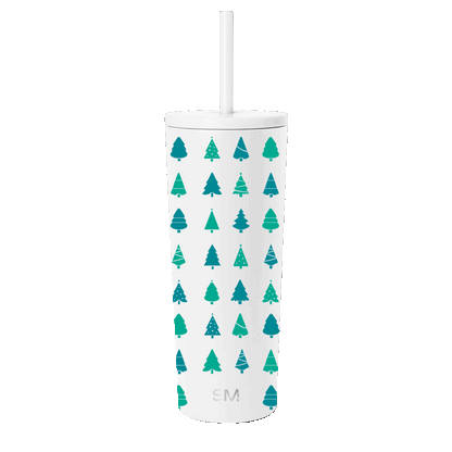Simple Modern 24 oz Classic Tumbler decorated with Winter Evergreen Trees design 