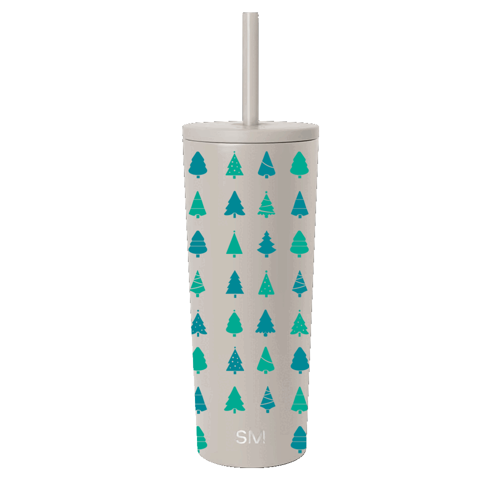 Simple Modern 24 oz Classic Tumbler decorated with Winter Evergreen Trees design 