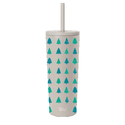 Simple Modern 24 oz Classic Tumbler decorated with Winter Evergreen Trees design 