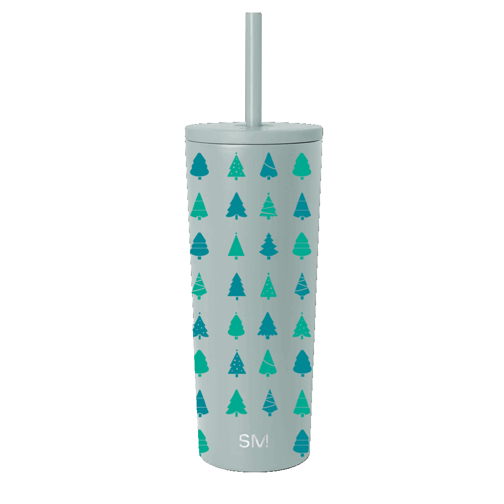Simple Modern 24 oz Classic Tumbler decorated with Winter Evergreen Trees design 
