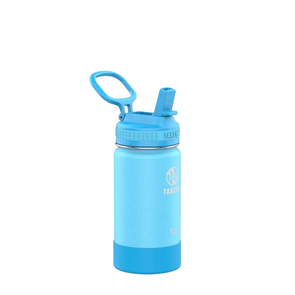 Takeya Actives Kids Water Bottle With Straw Lid 14 oz Atlantic 