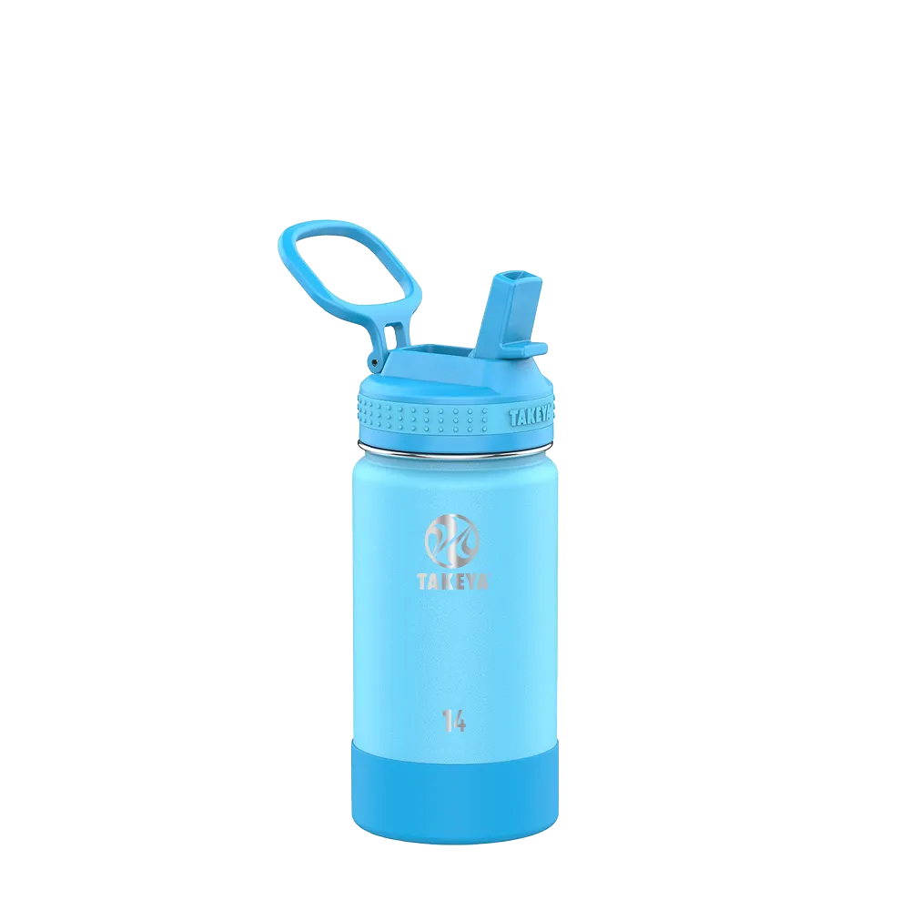 Takeya Actives Kids Water Bottle With Straw Lid 14 oz Atlantic 