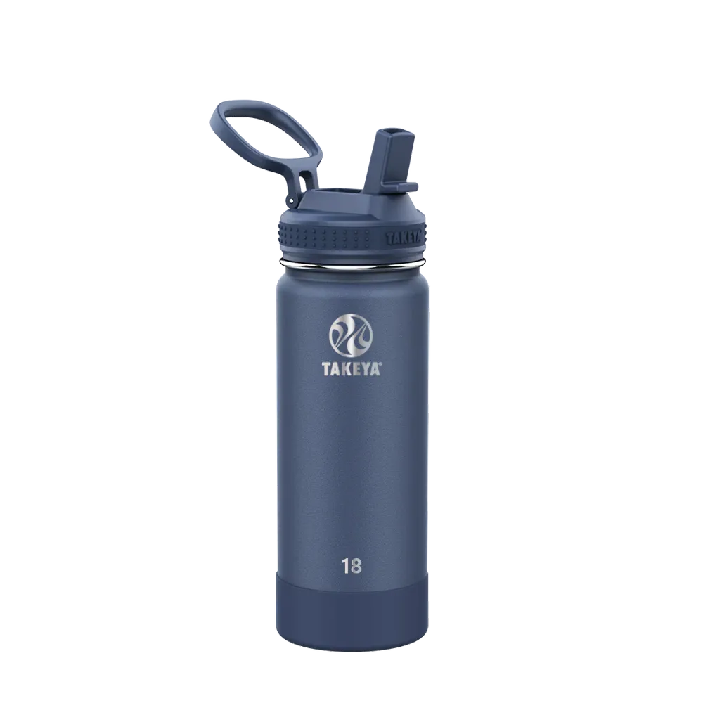 Takeya Actives Water Bottle Straw Lid 18 oz Midnight 
