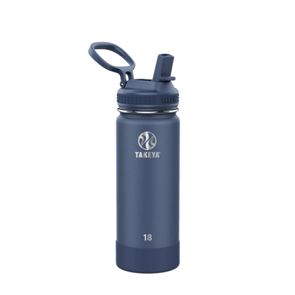 Takeya Actives Water Bottle Straw Lid 18 oz Midnight 