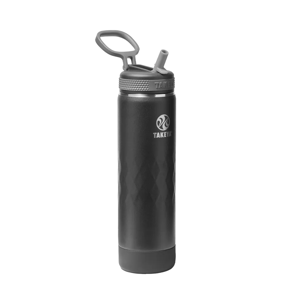 Takeya Sport Water Bottle with Straw Lid 22 oz Obsidian Black 