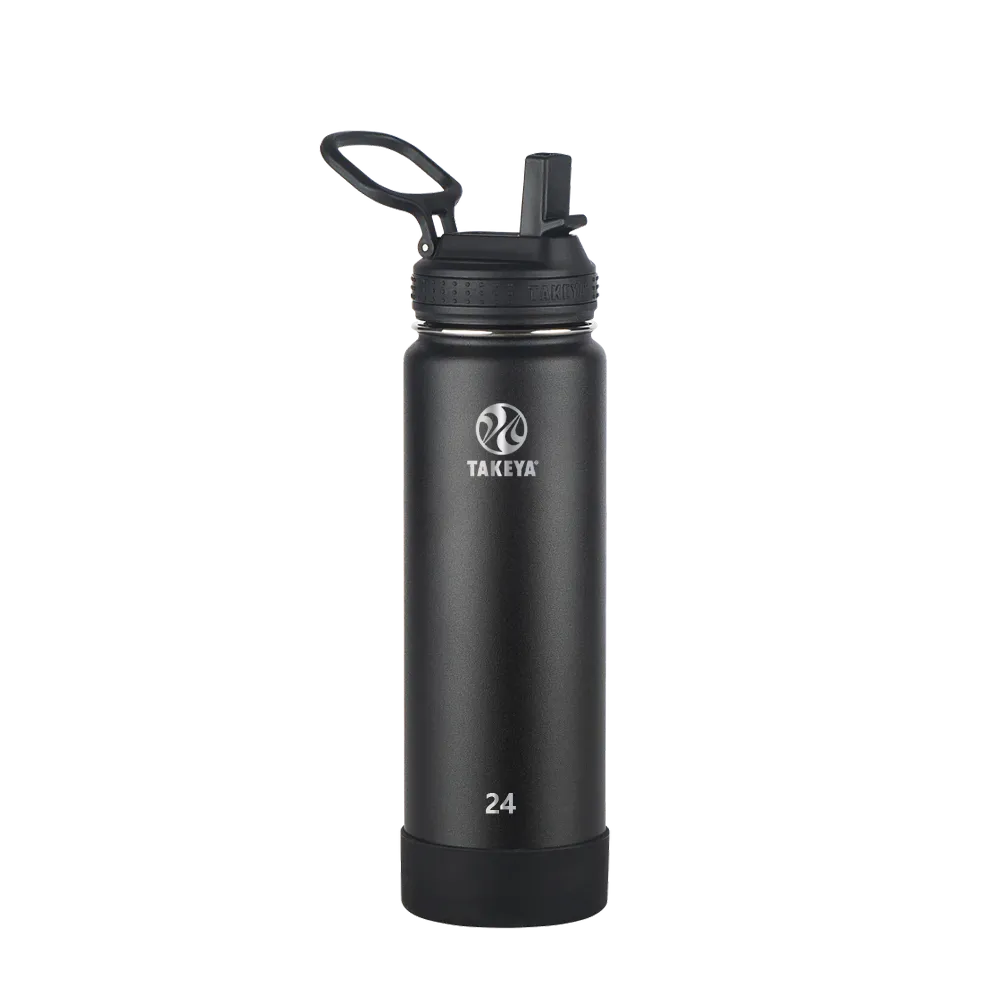 Takeya Actives Water Bottle Straw Lid 24 oz Onyx 