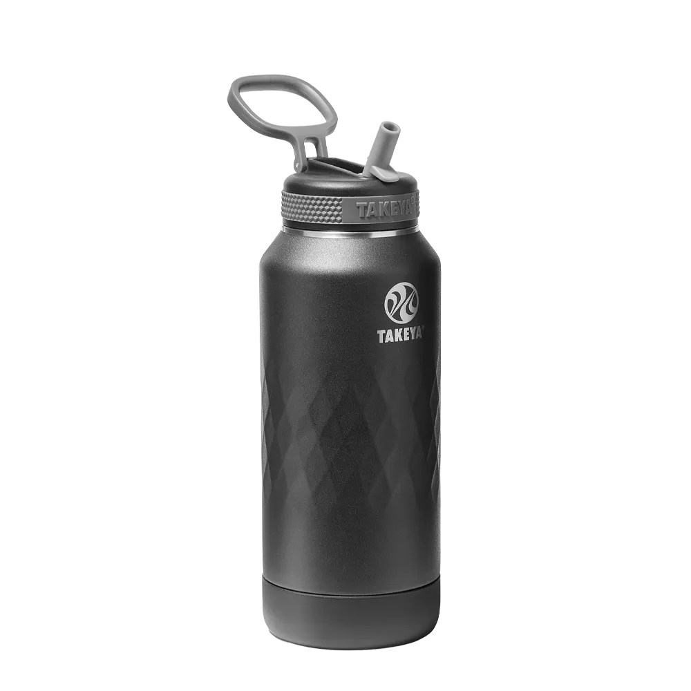 Takeya Sport Water Bottle with Straw Lid 32 oz Obsidian Black 