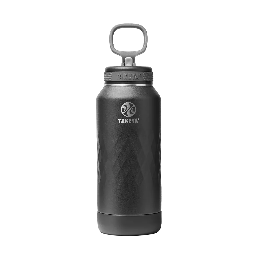 Takeya Sport Water Bottle with Straw Lid 32 oz Obsidian Black 