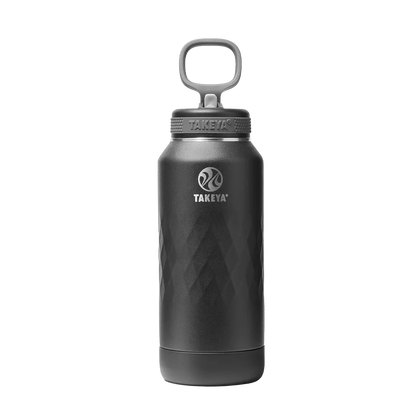 Takeya Sport Water Bottle with Straw Lid 32 oz Obsidian Black 