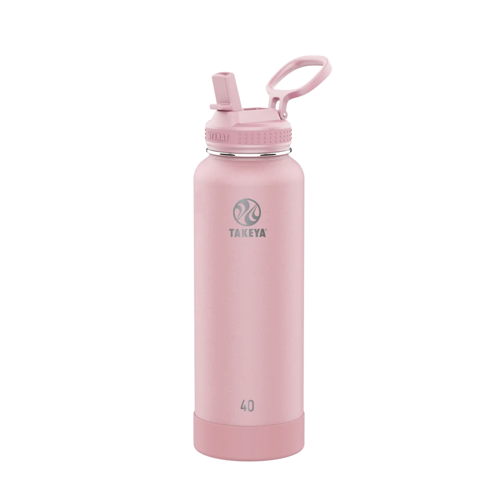 Takeya Actives Water Bottle Straw Lid 40 oz Blush 