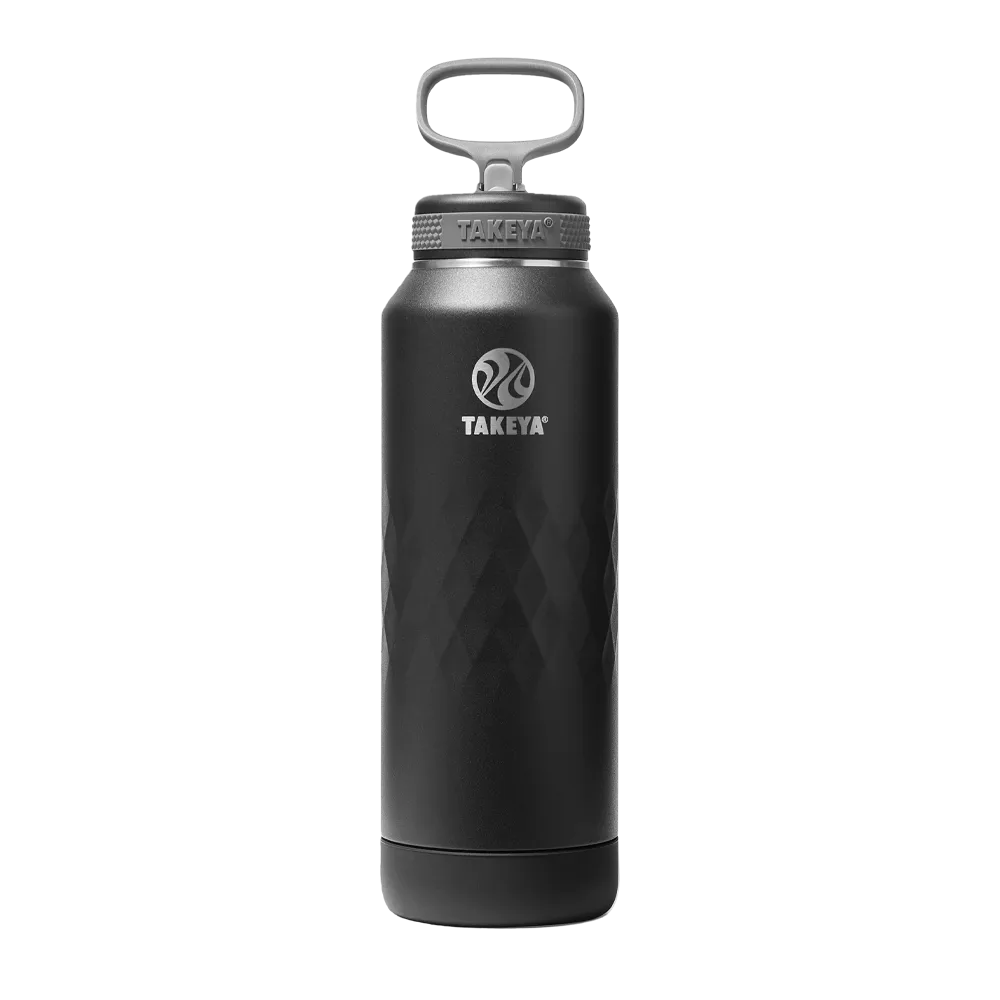 Takeya Sport Water Bottle with Straw Lid 40 oz Obsidian Black 
