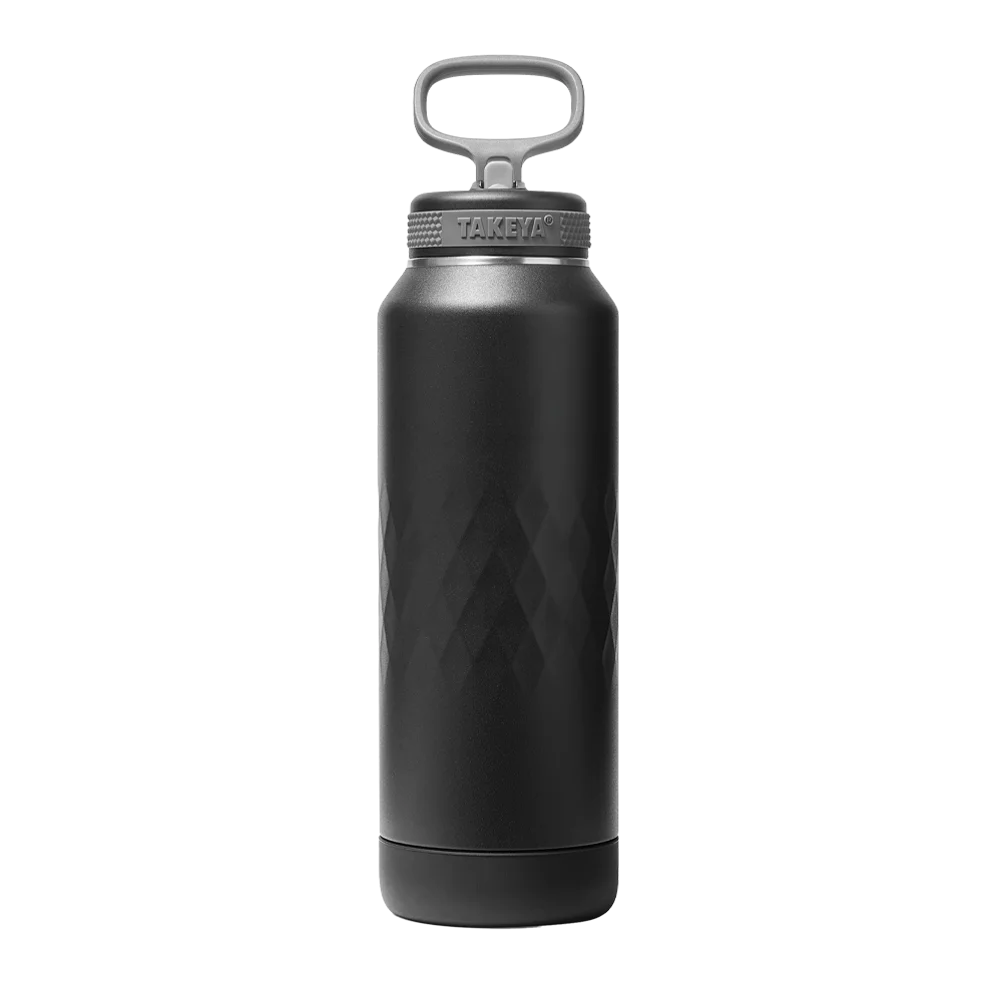 Takeya Sport Water Bottle with Straw Lid 40 oz Obsidian Black 