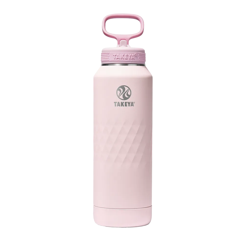 Takeya Sport Water Bottle with Straw Lid 40 oz Peony 