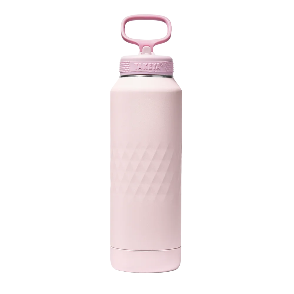 Takeya Sport Water Bottle with Straw Lid 40 oz Peony 