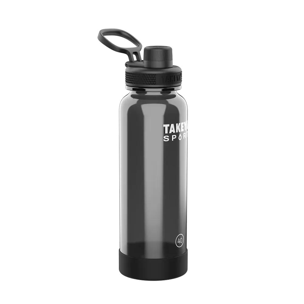 Takeya Tritan Sport Water Bottle Spout Lid 40 oz Grand Slam Black 