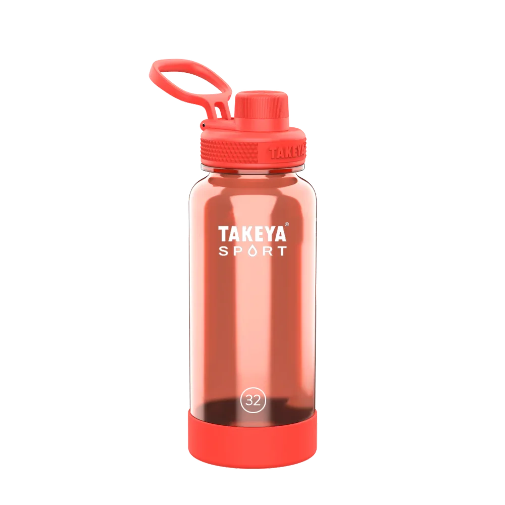 Takeya Tritan Sport Water Bottle Spout Lid 32 oz Pro Fire 