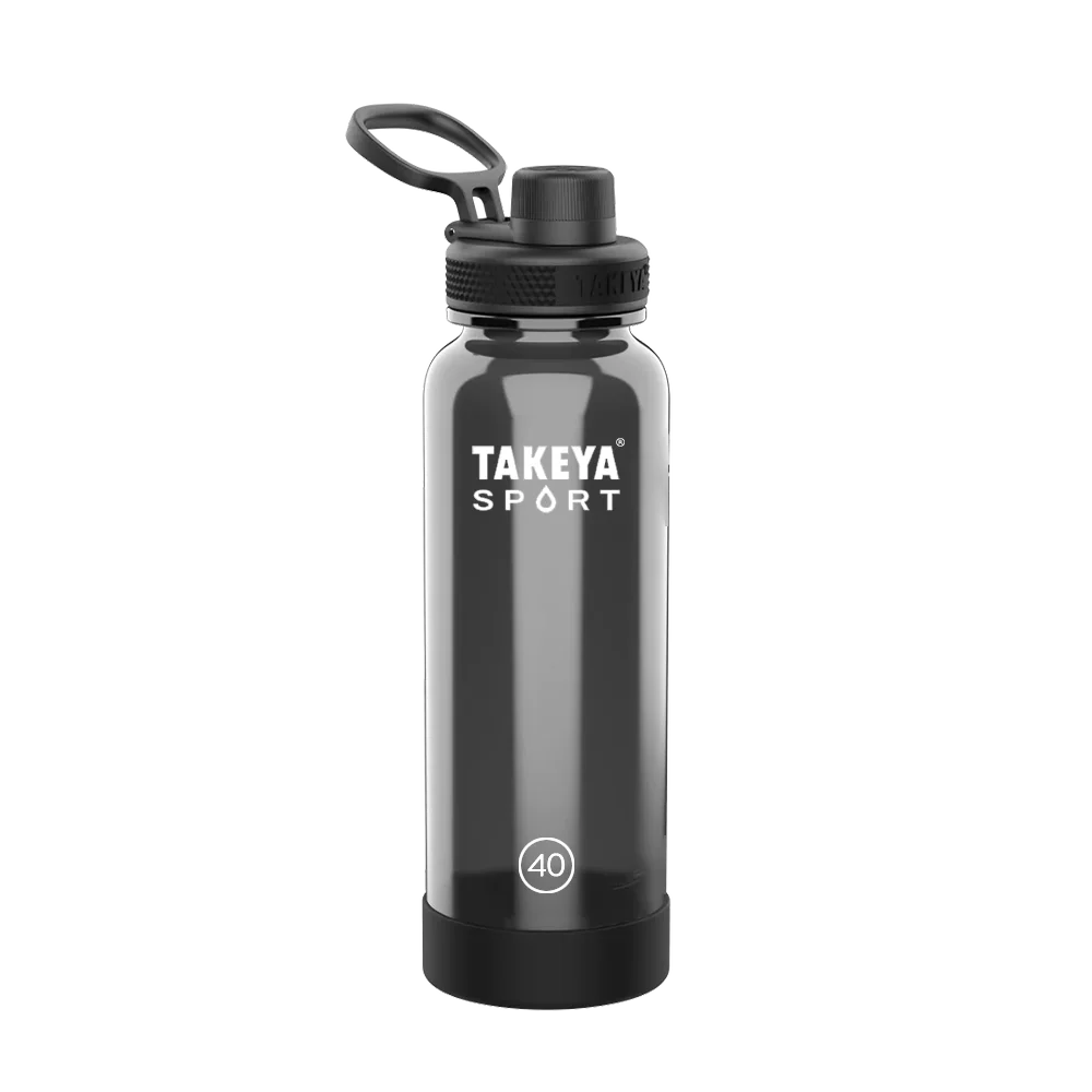 Takeya Tritan Sport Water Bottle Spout Lid 40 oz Grand Slam Black 