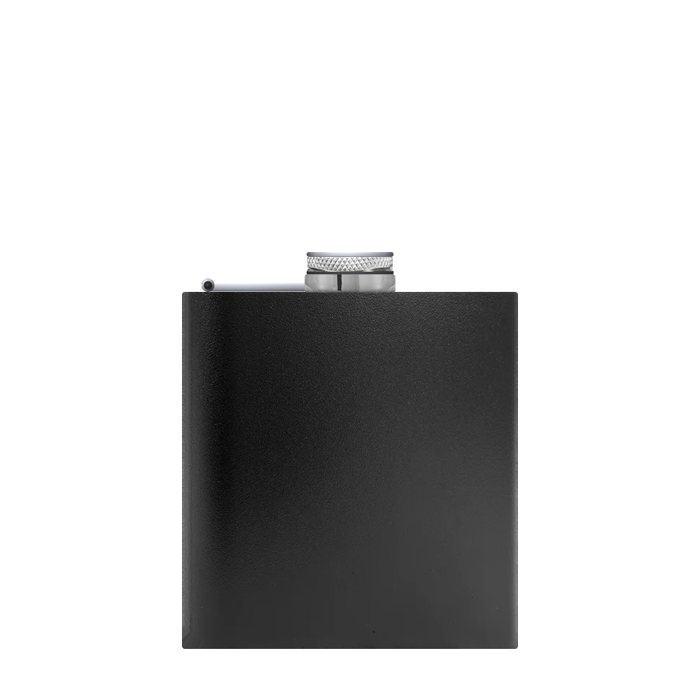 Front customization side of the Custom Branding The Simple Stainless Steel Flask 6 oz in Matte Black 