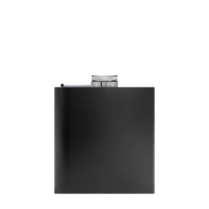 Front customization side of the Custom Branding The Simple Stainless Steel Flask 6 oz in Matte Black 