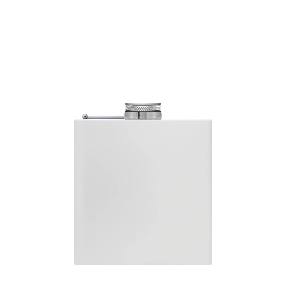 Front customization side of the Custom Branding The Simple Stainless Steel Flask 6 oz in Matte White 