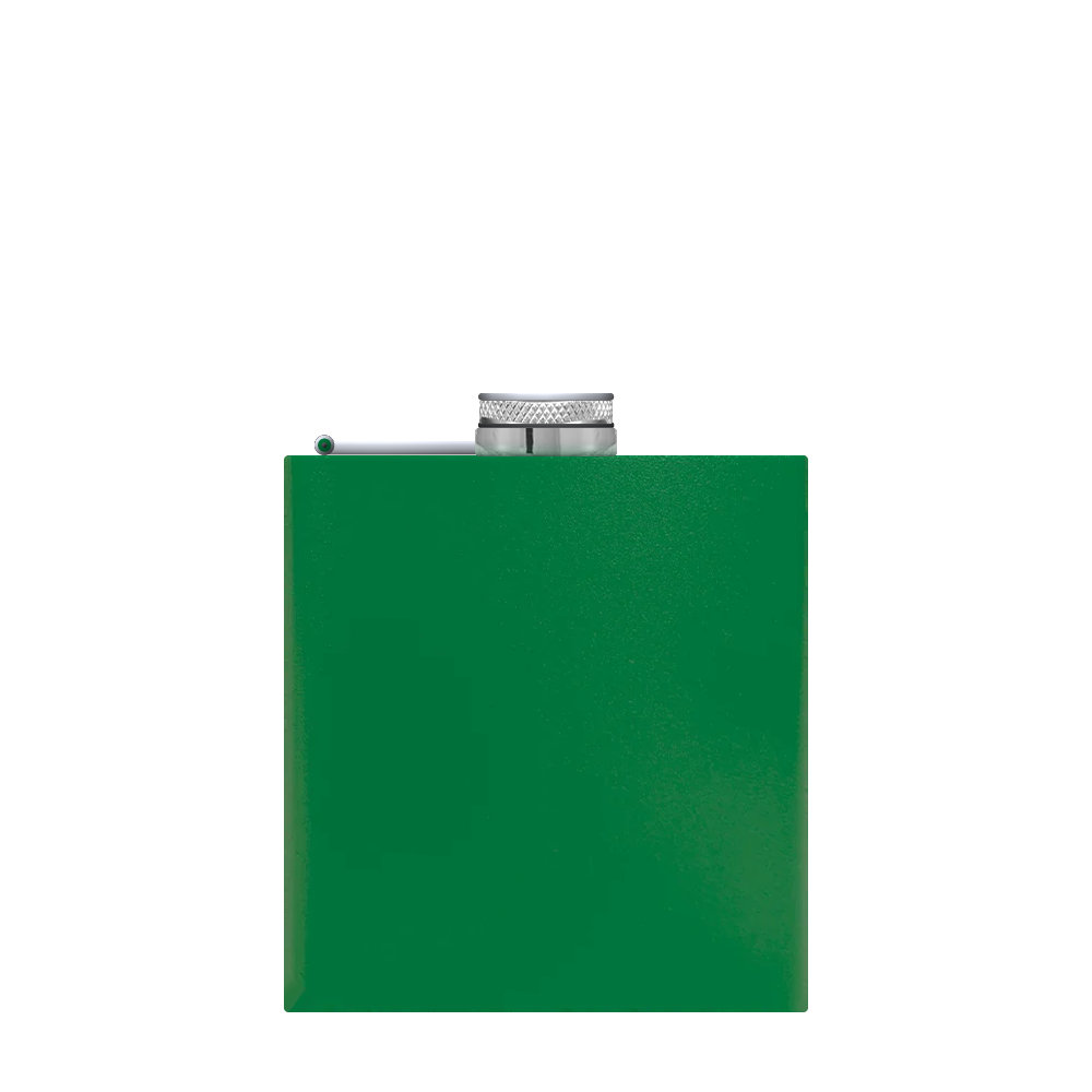 Front customization side of the Custom Branding The Simple Stainless Steel Flask 6 oz in Matte Green 