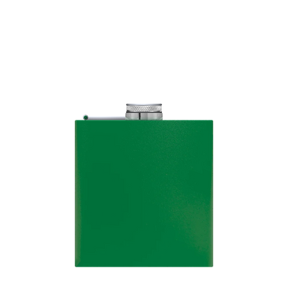 Front customization side of the Custom Branding The Simple Stainless Steel Flask 6 oz in Matte Green 