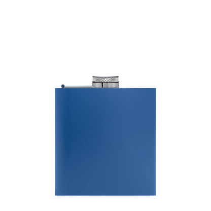 Front customization side of the Custom Branding The Simple Stainless Steel Flask 6 oz in Matte Royal Blue 