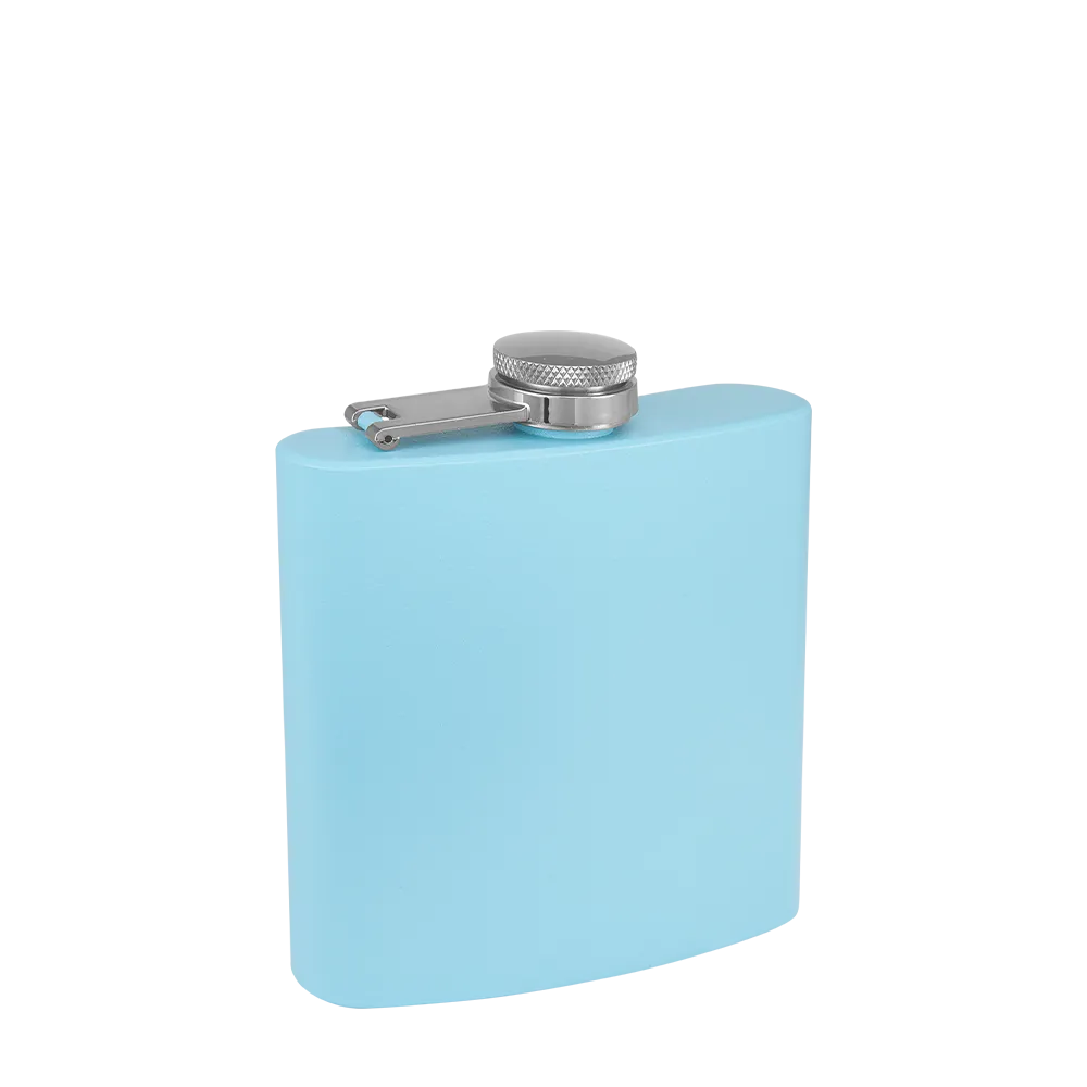 Custom Branding The Simple Stainless Steel Flask 6 oz in Matte Light Blue 