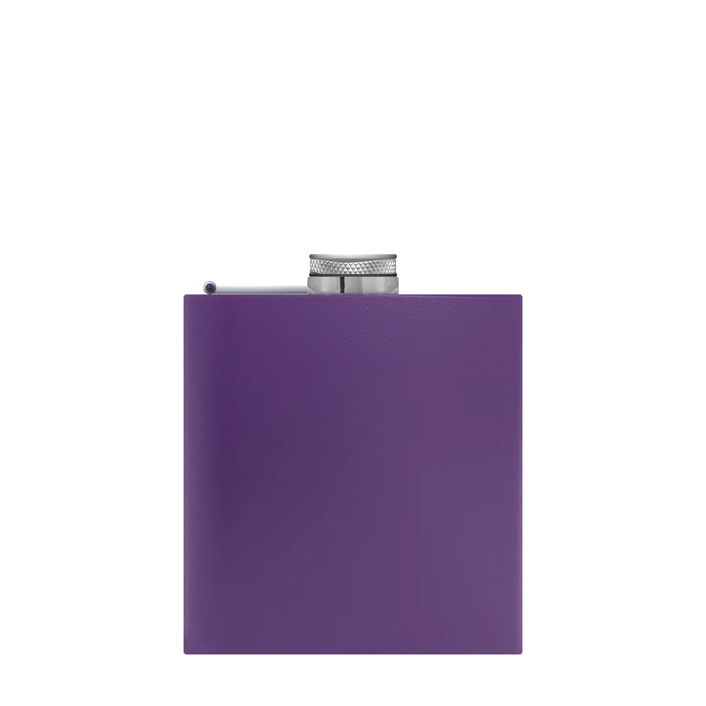 Front customization side of the Custom Branding The Simple Stainless Steel Flask 6 oz in Matte Purple 