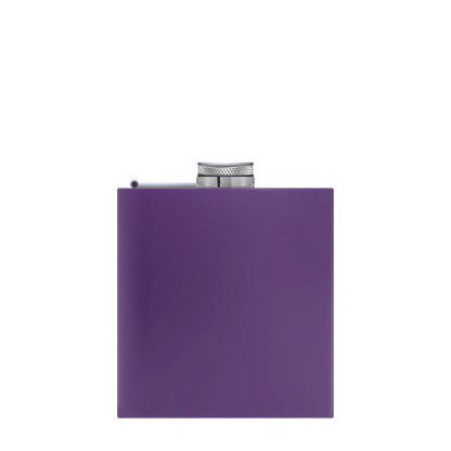 Front customization side of the Custom Branding The Simple Stainless Steel Flask 6 oz in Matte Purple 