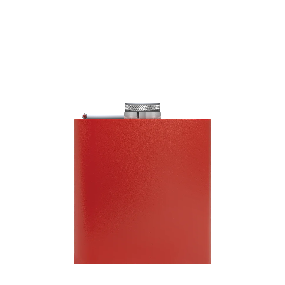 Front customization side of the Custom Branding The Simple Stainless Steel Flask 6 oz in Matte Red 