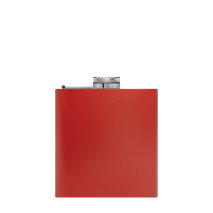 Front customization side of the Custom Branding The Simple Stainless Steel Flask 6 oz in Matte Red 