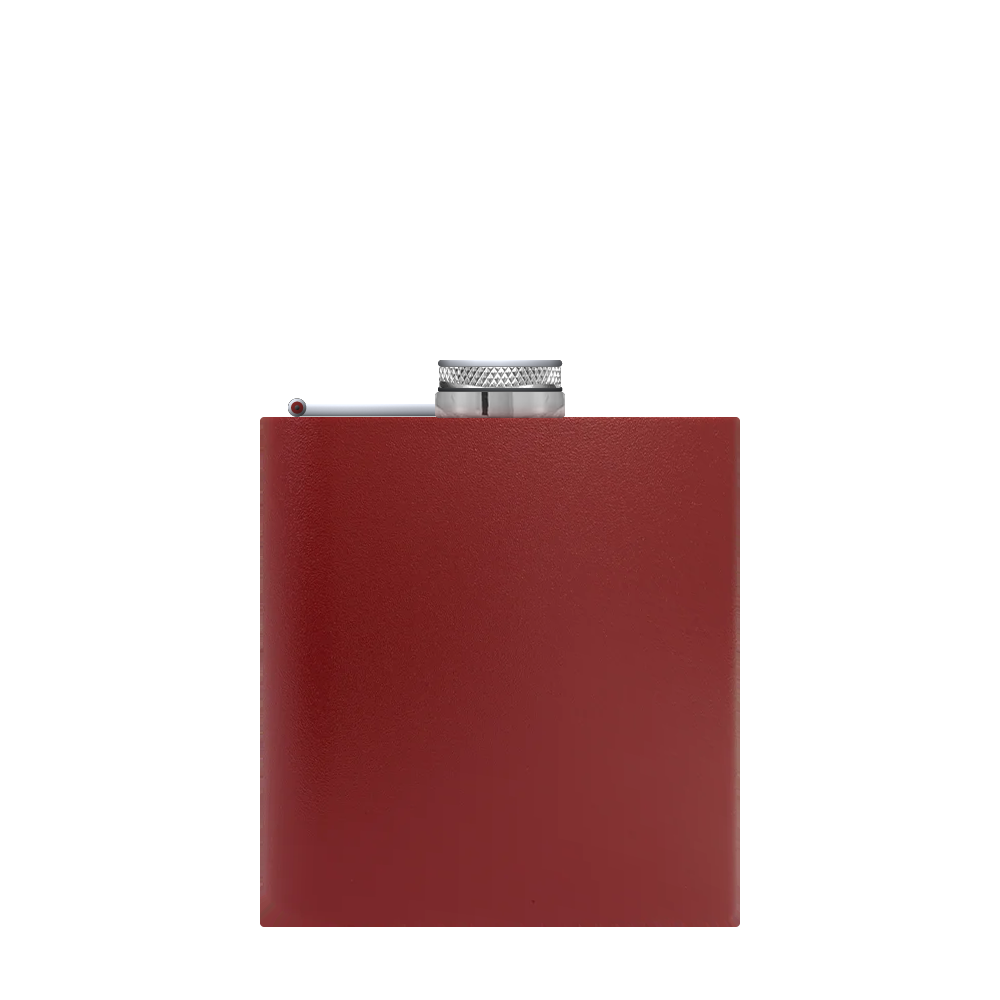 Front customization side of the Custom Branding The Simple Stainless Steel Flask 6 oz in Matte Maroon 