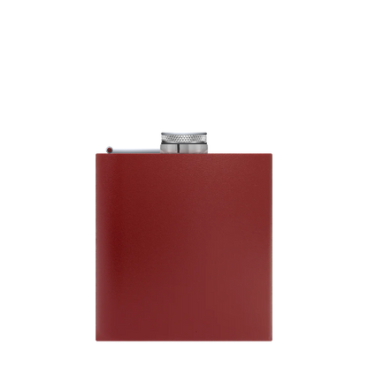 Front customization side of the Custom Branding The Simple Stainless Steel Flask 6 oz in Matte Maroon 