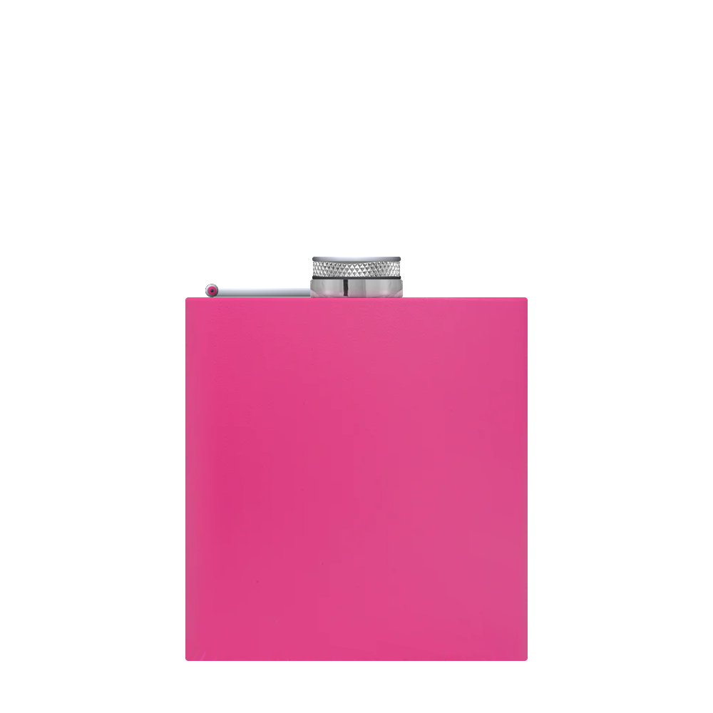 Front customization side of the Custom Branding The Simple Stainless Steel Flask 6 oz in Matte Pink Powder 