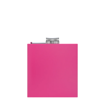 Front customization side of the Custom Branding The Simple Stainless Steel Flask 6 oz in Matte Pink Powder 