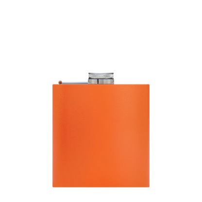 Front customization side of the Custom Branding The Simple Stainless Steel Flask 6 oz in Matte Orange 