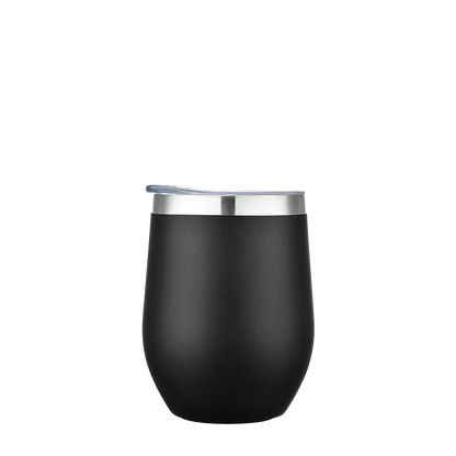 Front customization side of the Custom Branding Stemless Wine Tumbler 12 oz in Frosted Black 