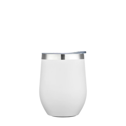Back customization side of the Custom Branding Stemless Wine Tumbler 12 oz in Frosted White 