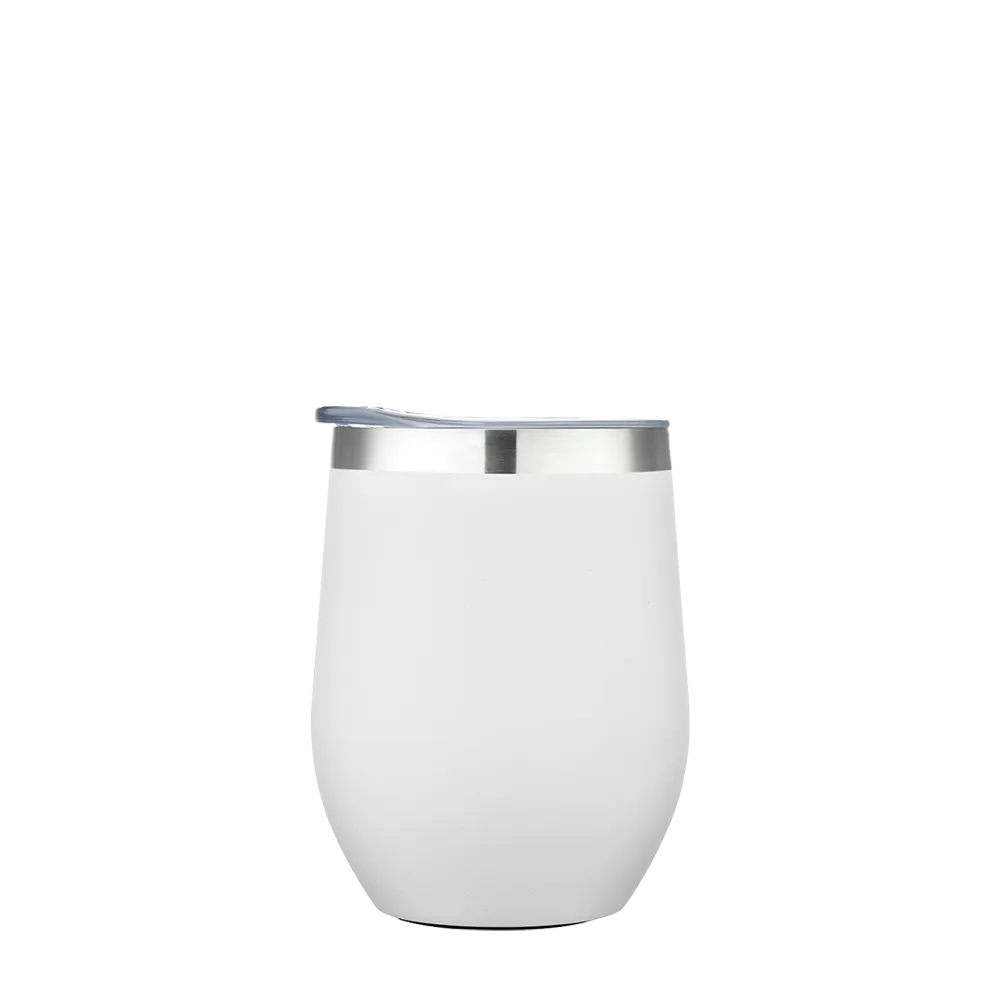 Front customization side of the Custom Branding Stemless Wine Tumbler 12 oz in Frosted White 