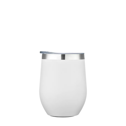 Front customization side of the Custom Branding Stemless Wine Tumbler 12 oz in Frosted White 