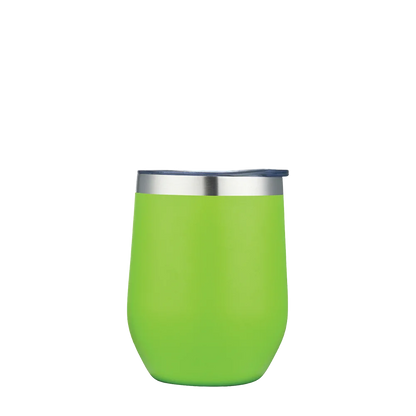 Back customization side of the Custom Branding Stemless Wine Tumbler 12 oz in Frosted Lime 