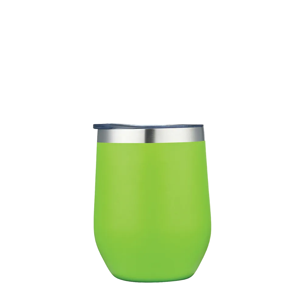Front customization side of the Custom Branding Stemless Wine Tumbler 12 oz in Frosted Lime 